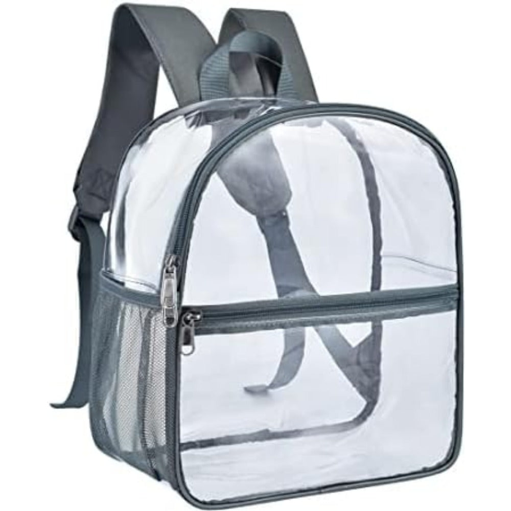 1 Pack Clear Backpack Stadium Approved, Heavy Duty PVC Transparent Water proof Clear Bag for Concert Work Sport Event,Grey