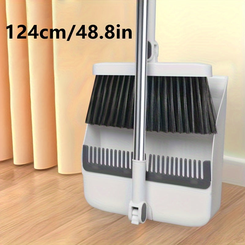 1 Set, Household Broom And Dustpan Set, Durable Sweeping Broom And Dustpan With Long Handle, Creative Dustpan With Comb Tooth, Floor Cleaning Tool, For Home Office School Dorm, Cleaning Supplies, Cleaning Gadgets, Back To Sch