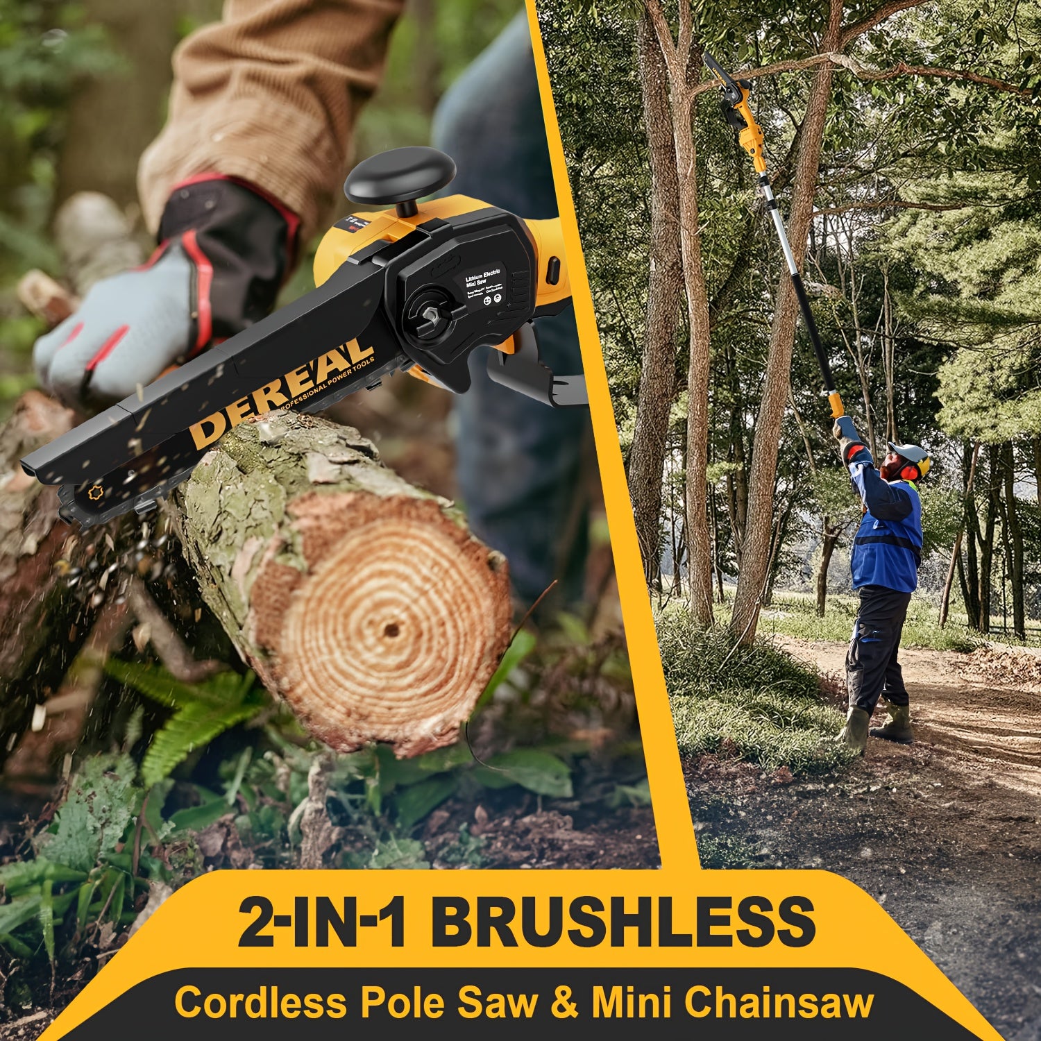 18ft Reach 2-in-1 Compact Pole Saw with 8" Brushless Chainsaw, 20V 4.0Ah Battery, Perfect for Tree Trimming and Wood Cutting - Ideal Christmas Gift