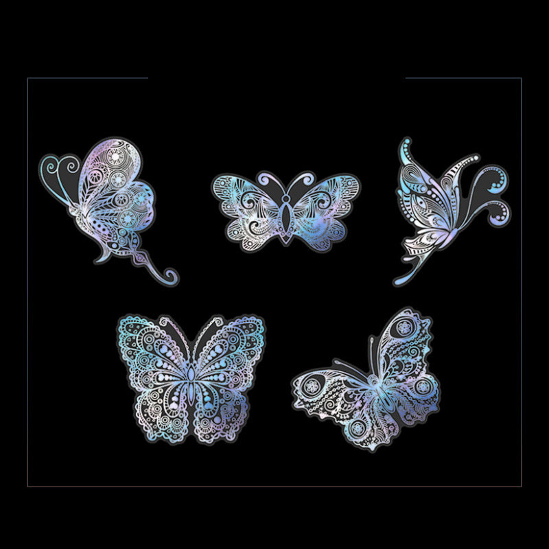 10pcs/pack Spiritual Wonderland Series Mandala Theme Three-dimensional Laser Silver PET Sticker Material Adhesive Sticker 165mm/6.50in*110mm/4.33in, DIY Materials