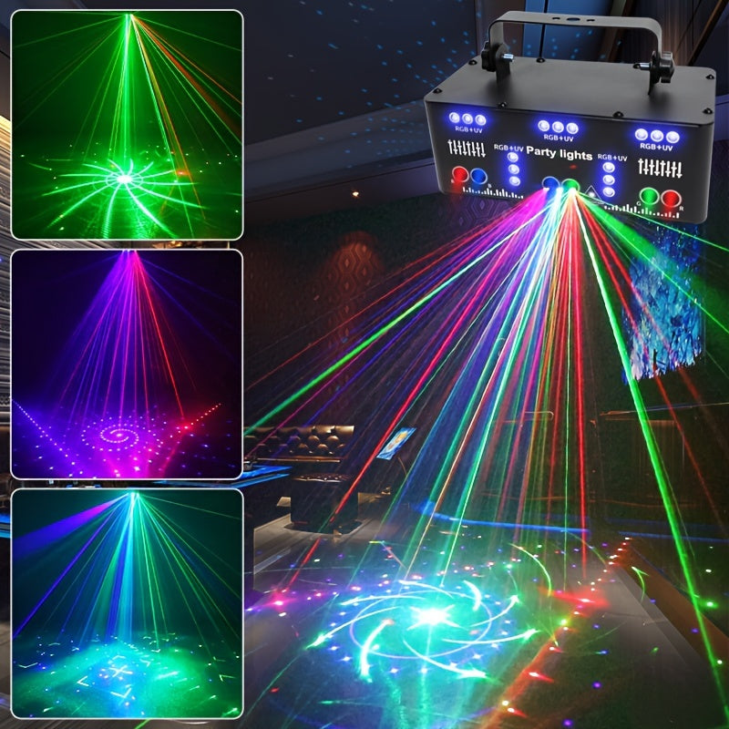 1pc 21 Lens Led Stage Lights Home Voice-activated Rotating KTV Color Light, Flash DJ Disco Lazer Light, LED Strobe Ballroom Bar Light, With Remote Control, For Birthday Party Ramadan St Pascha Easter Cinco De Mayo Mother's Da