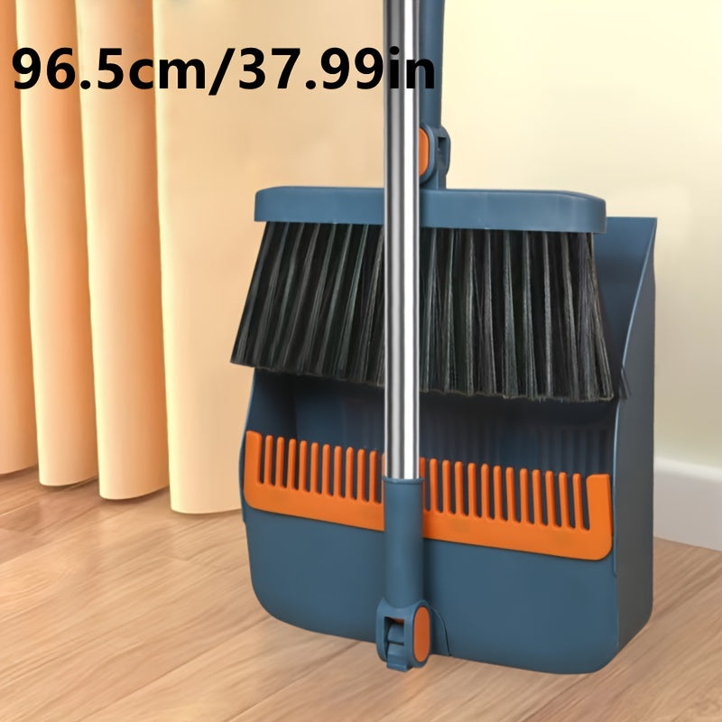 1 Set, Household Broom And Dustpan Set, Durable Sweeping Broom And Dustpan With Long Handle, Creative Dustpan With Comb Tooth, Floor Cleaning Tool, For Home Office School Dorm, Cleaning Supplies, Cleaning Gadgets, Back To Sch
