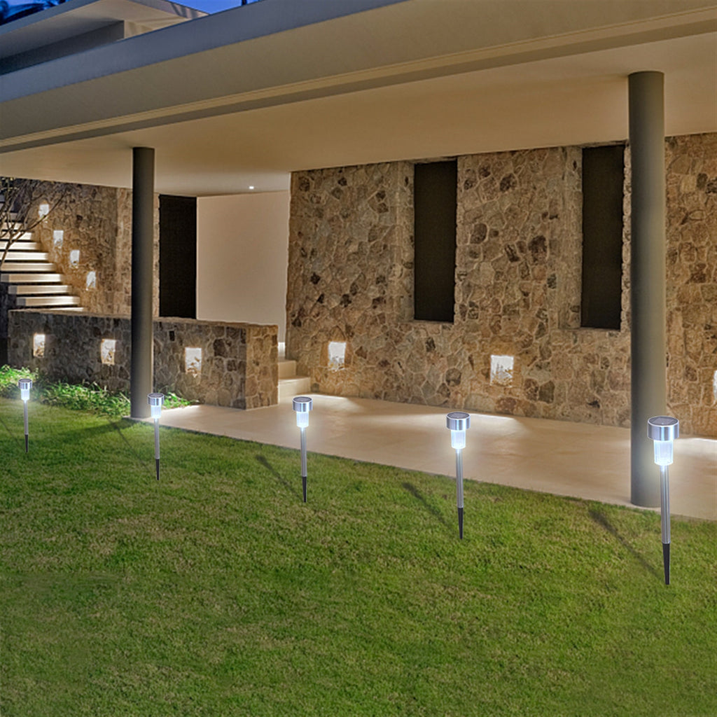 24pcs 5W High Brightness Solar Power LED Lawn Lamps with Lampshades White & Silver