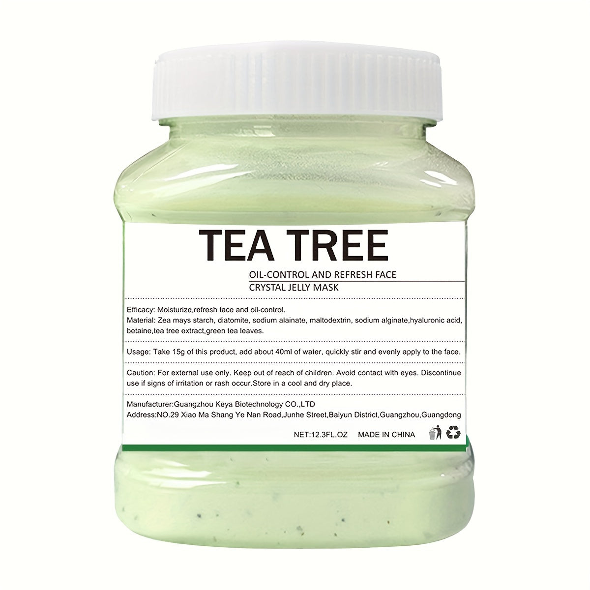 12.3Fl.Oz Tea Tree Gel Hydro Jelly Mask - Hydrating, Moisturizing, Peel-Off Face Mask for Facial Skin Care - Natural, Non-Irritating, Soothing, and Nourishing Mask Powder for Glowing Skin