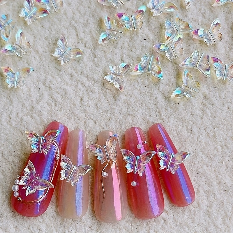100pcs/set 3D Butterfly Nail Art Charms for Women and Girls - Manicure Decoration Accessories