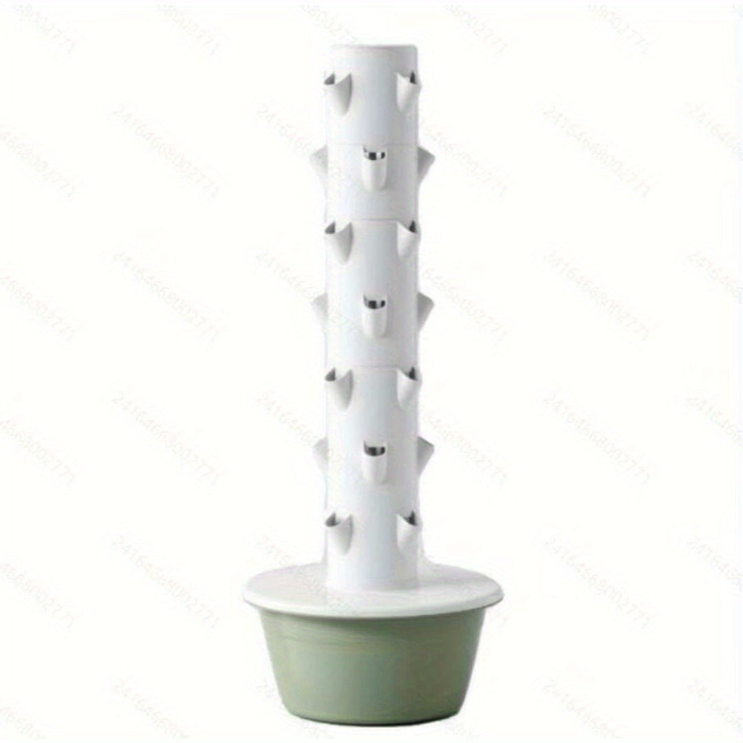 1pc 7 & 9 Layer Hydroponic Plant Tower - White Wooden Indoor Gardening System, Soilless Cultivation, No Electricity Needed, Space-Saving Vertical Planter for Herbs, Leafy Greens & Flowers
