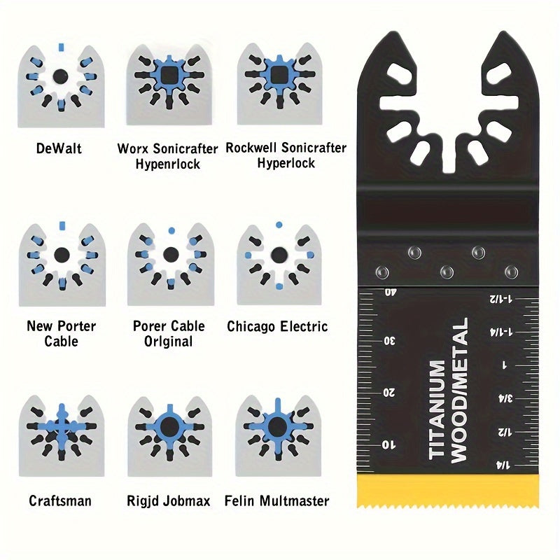 18pcs Titanium Multi Tool Blades, Professional Universal Quick Release Oscillating Saw Blades for Cutting Metal, Nails, Wood and Plastic, Compatible with Milwaukee, Ryobi and Dewalt