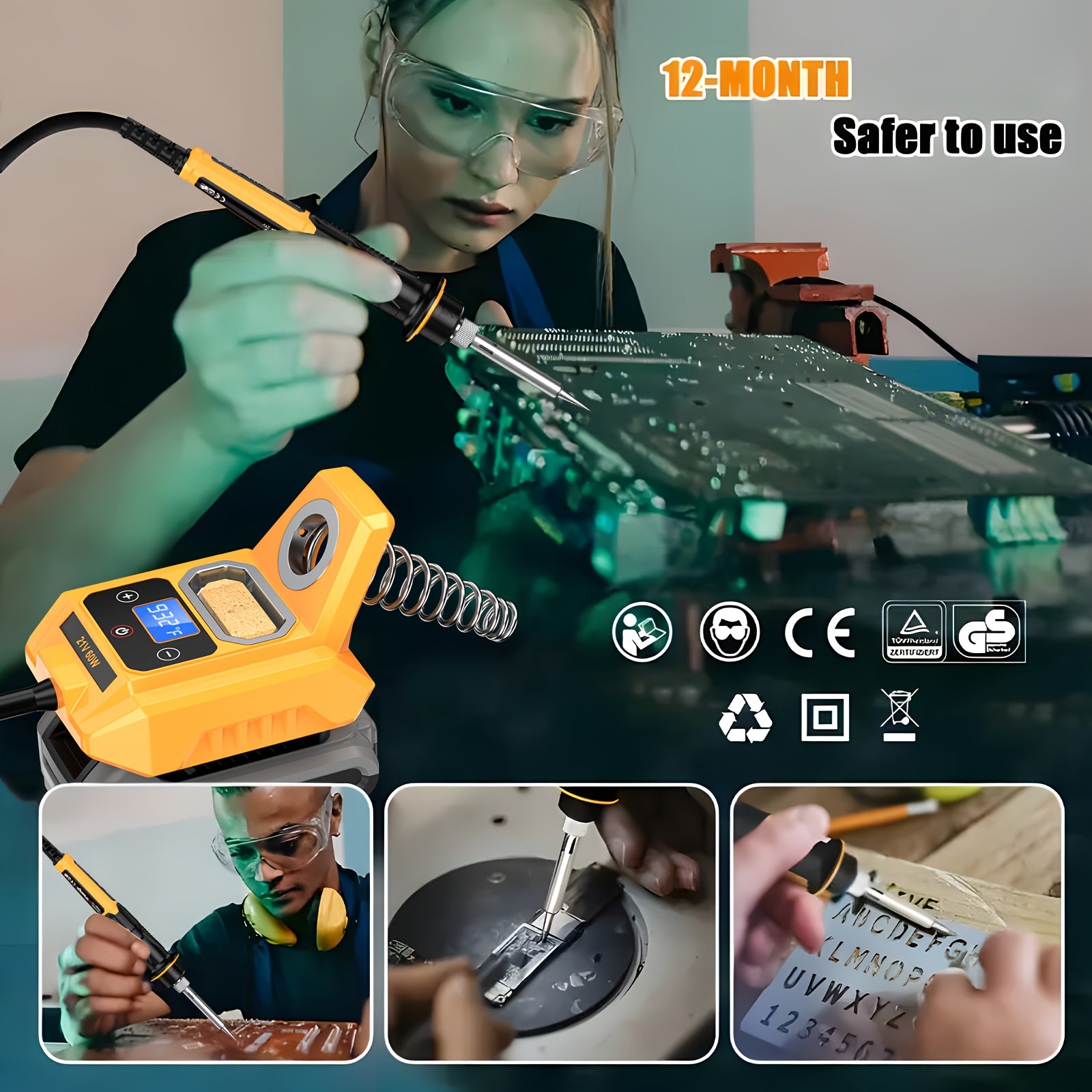 Cordless Soldering Station for Dewalt 20V Max Battery - Electric Digital LCD Display Soldering Iron Station Fast Heating Up Soldering Station for DIY, Suitable for electrical maintenance (excluding batteries)