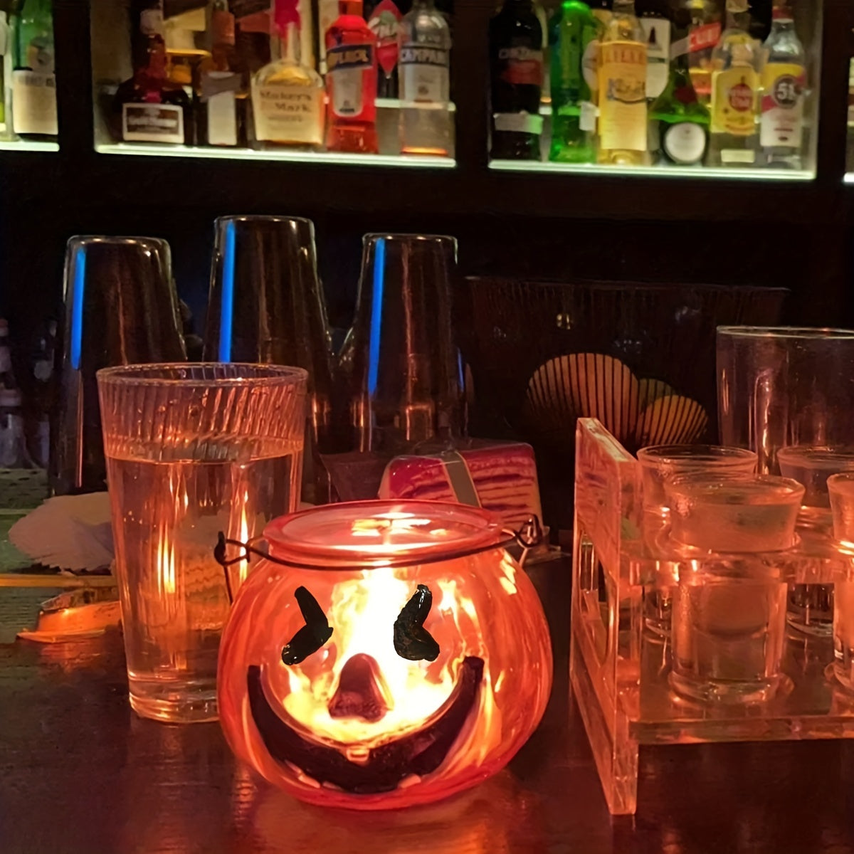 "Harvest Moon" Halloween Party Essentials: 6.42oz Pumpkin-Themed Glassware Set - Includes Dessert, Beverage, Cocktail Cups & Hydroponic Planter - Perfect For Home Decor & Gatherings