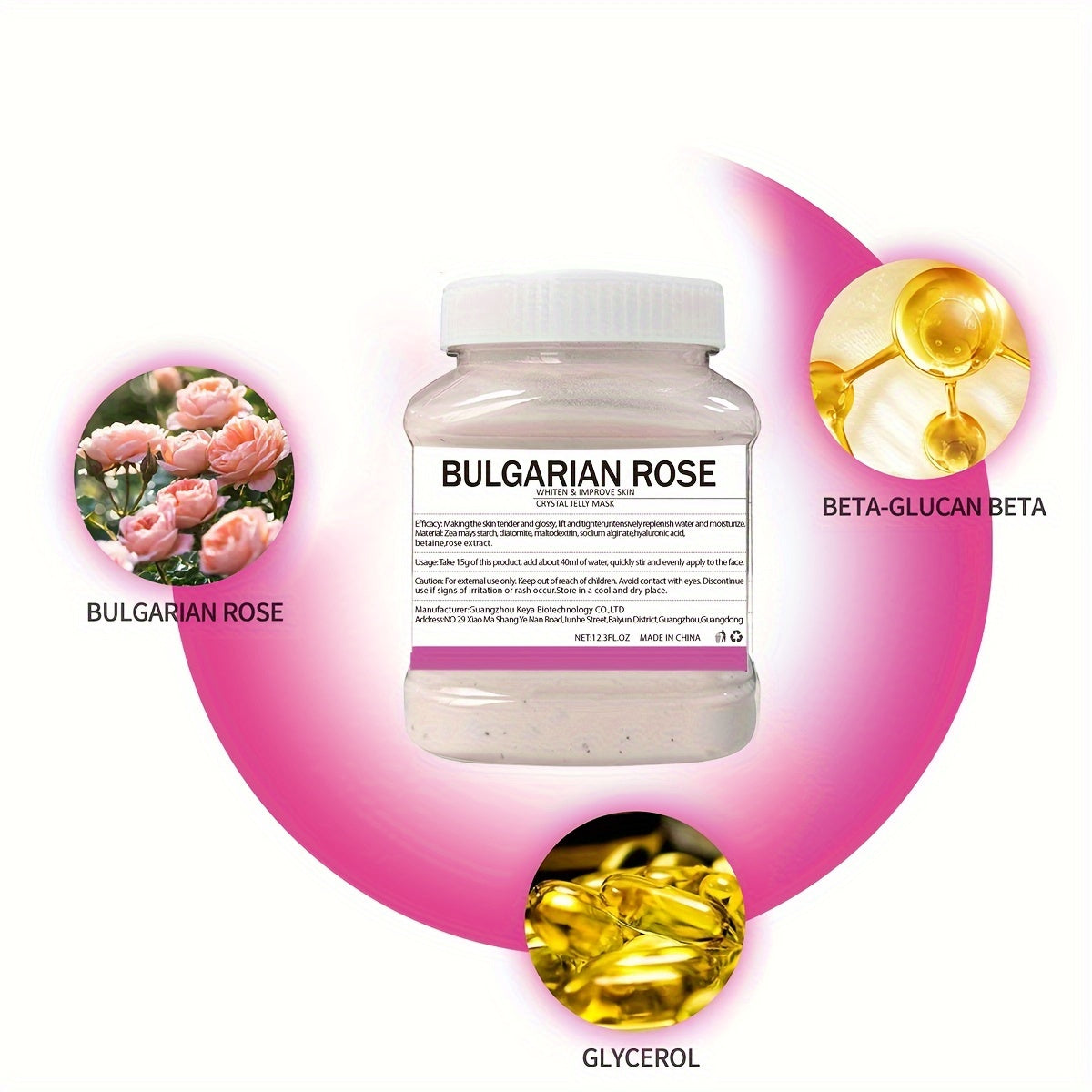 12.3 Fl.Oz Bulgarian Rose Luxurious Gel Hydro Face Mask - Hydrating, Moisturizing, and Improving Facial Skin Care - Natural, Peel-Off, Professional, and Gentle
