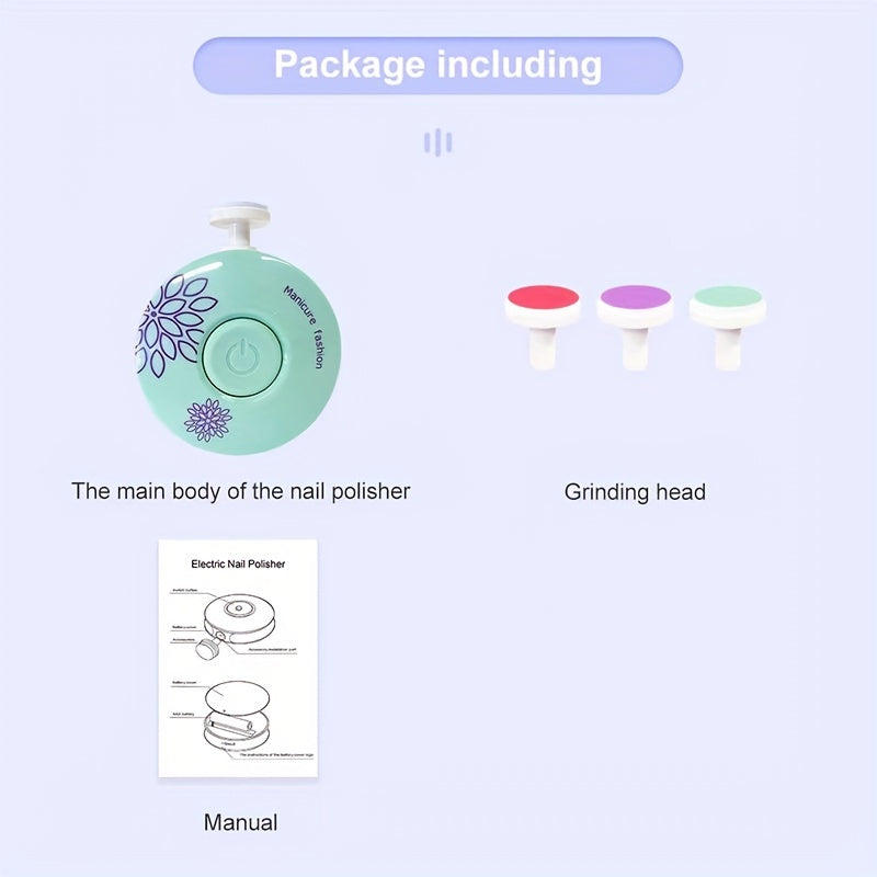 (Without battery)3pcs Electric Baby Nail Trimmer Kid Nail Polisher Tool Infant Manicure Scissors Baby Hygiene Kit Baby Nail Clipper Christmas Halloween Thanksgiving children's gifts