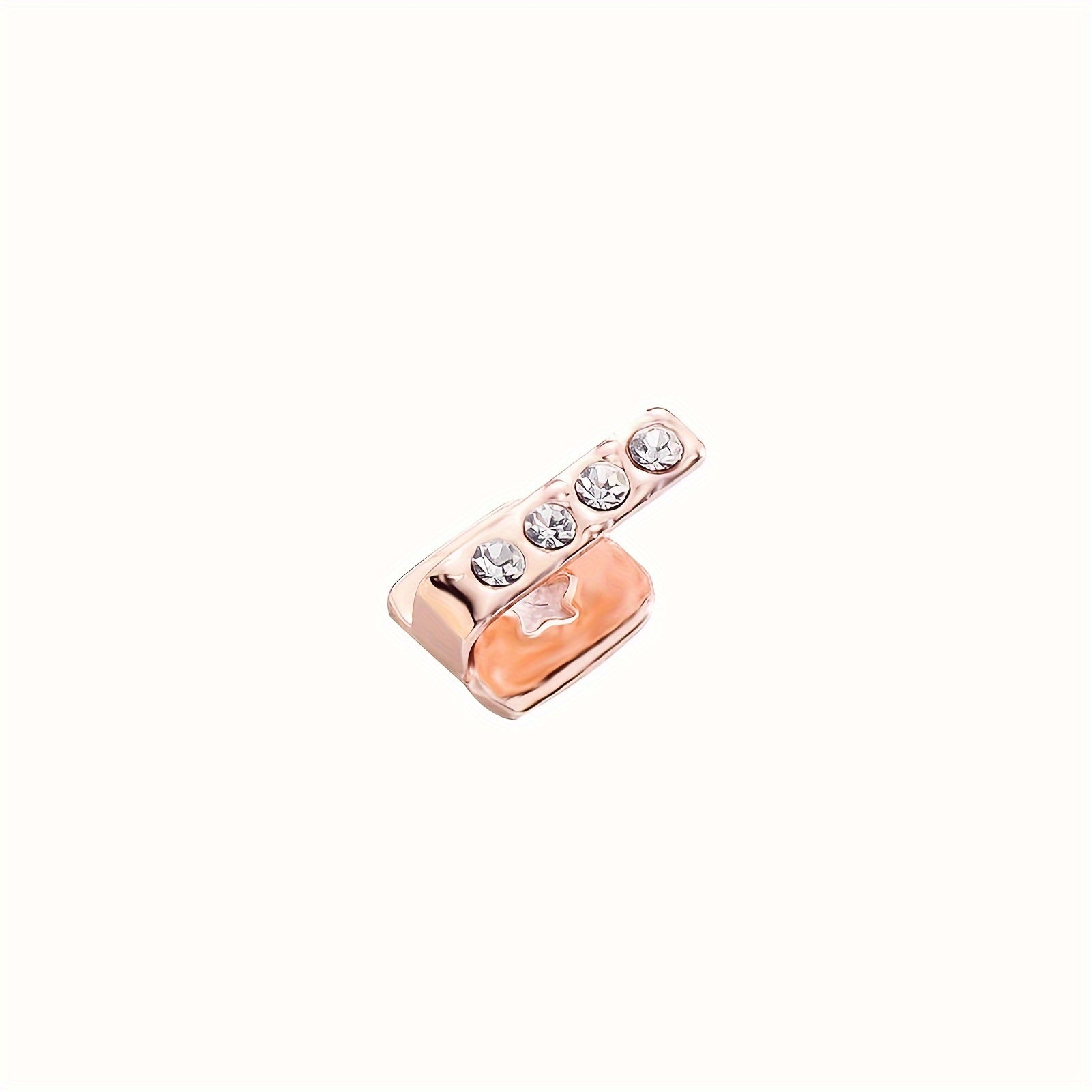 14K Golden Plated Hip Hop Dental Grills with Zircon Stones - Sexy Hollow Design Bar Tooth Cap for Daily & Party Wear, Unisex Copper Grillz for Teeth - Halloween Accessory, Fits All Seasons