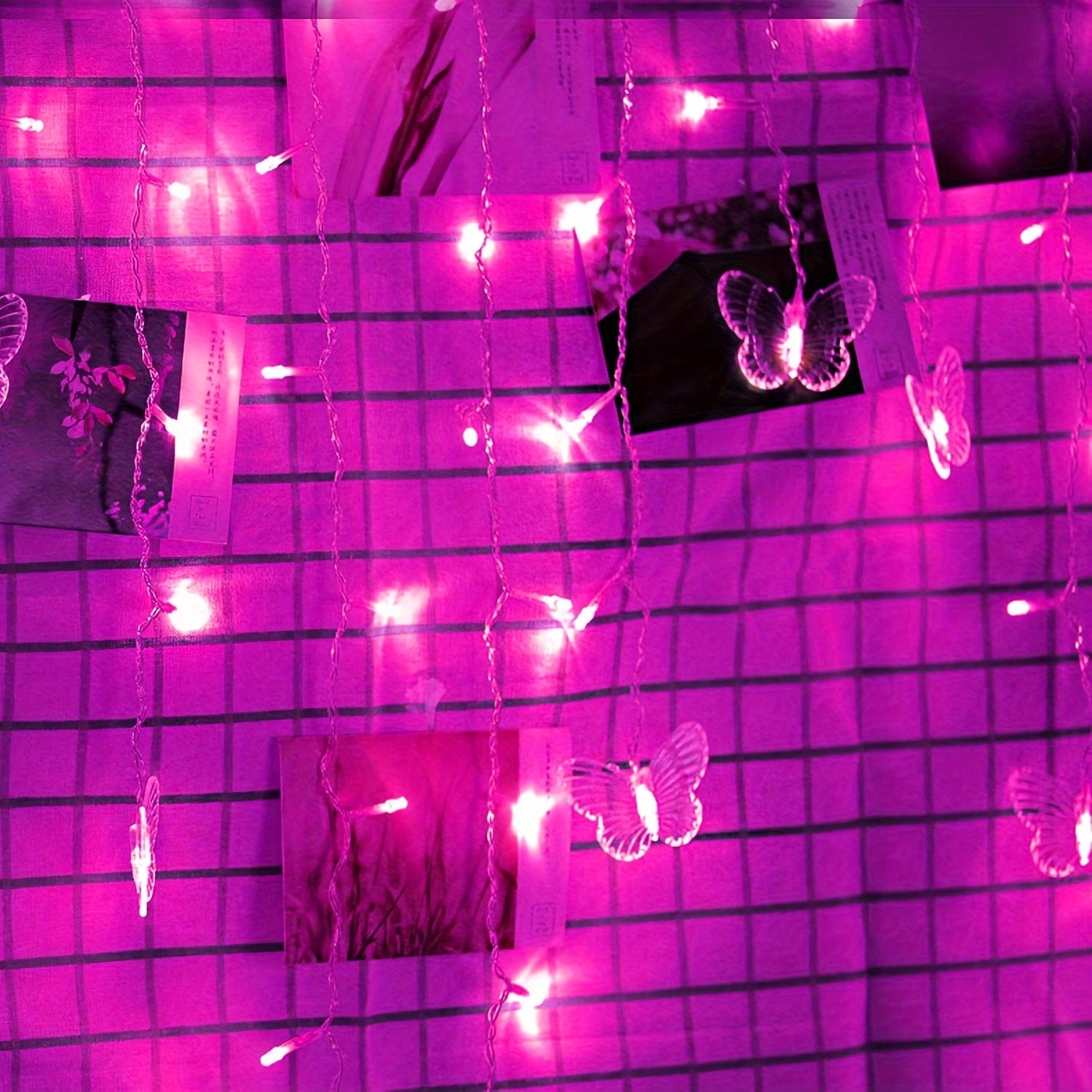 16-Butterfly LED Curtain Lights - 96 Bulbs, 18FT USB, 8 Dreamy Modes, Remote Control - Romantic Purple Bedroom & Party Decor