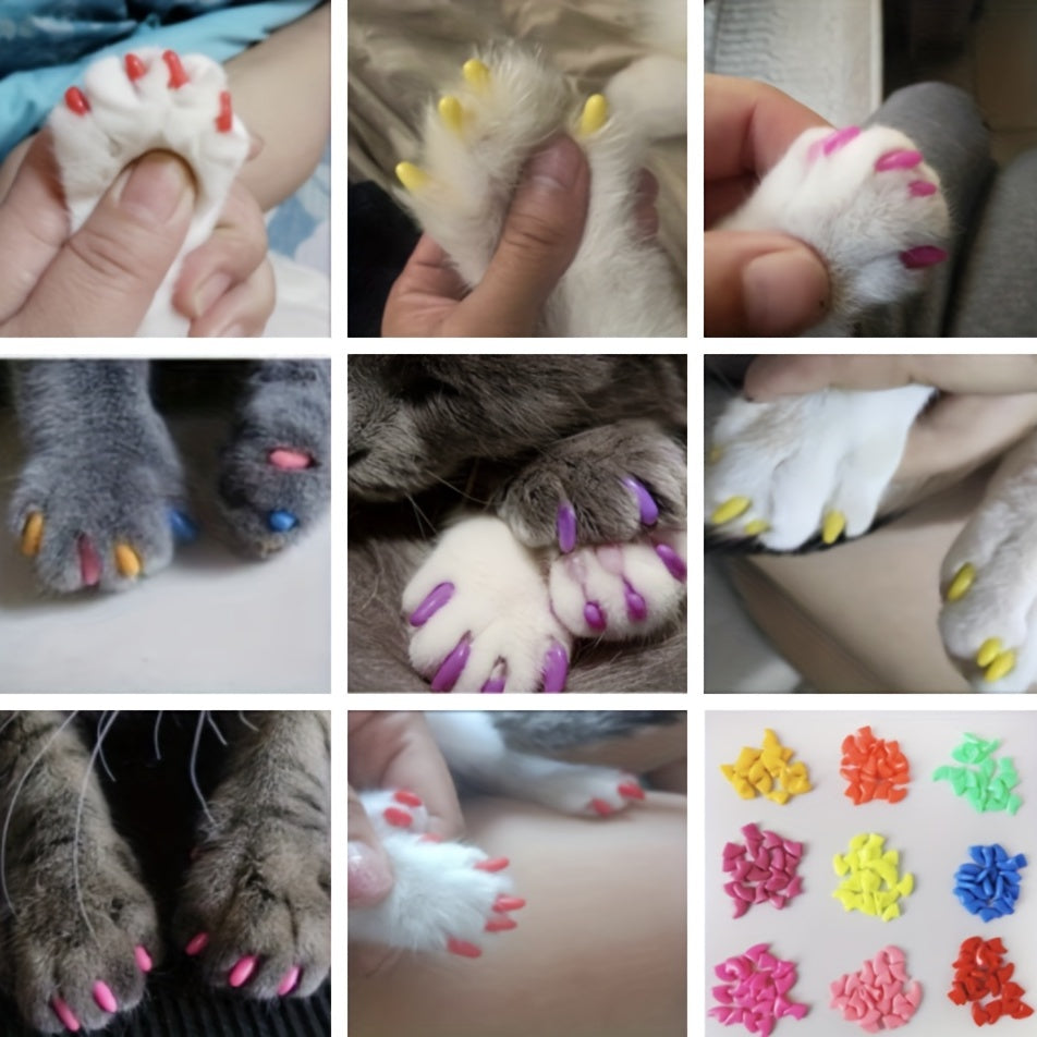 100-Pack Colorful Cat Nail Covers - Keep Your Cat's Paws Safe & Stylish!