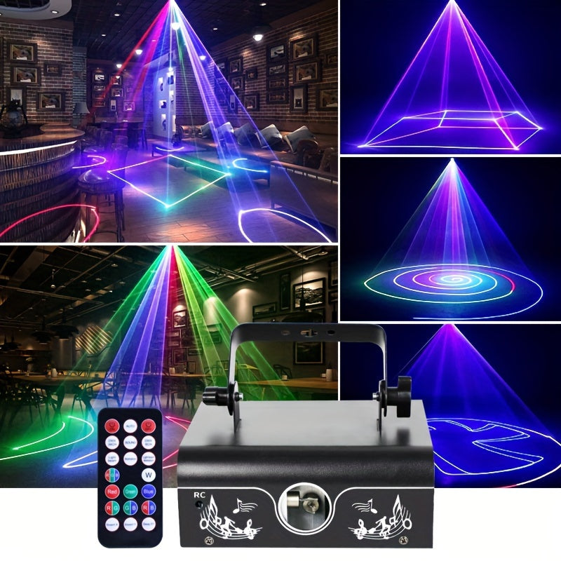 1pc 500mW Animation beam projector lights with remote control, DMX-512 Professional Stage Lighting Equipment DJ sound activity party lights RGB disco lamp ceiling table lamp for Karaoke nightclub Wedding bar Christmas Hallowe