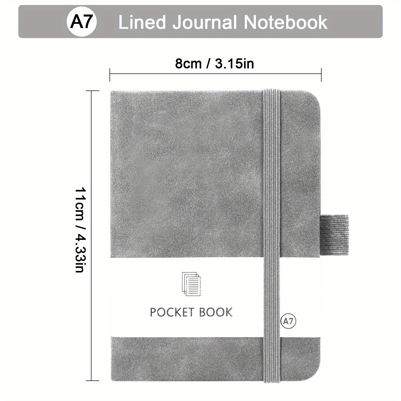100 Sheets/200 Pages A7 Mini Pocket Ruled Notebook with Pen Holder, Compact Size 3.15×4.33inch for On-The-Go Writing