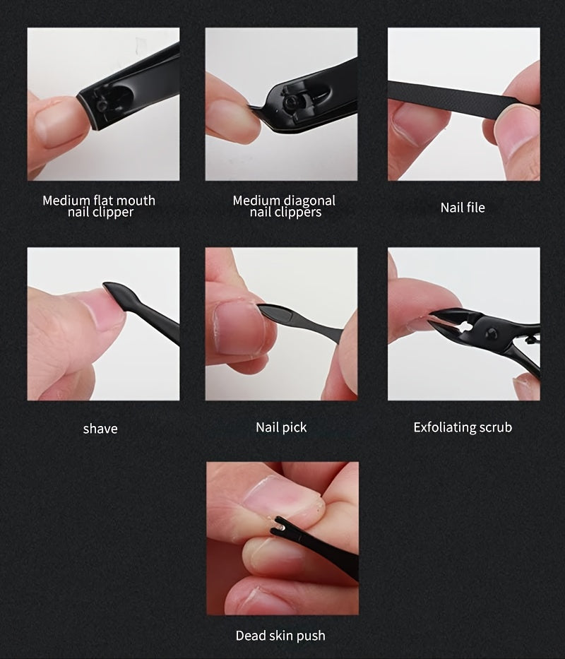 10pcs Black Nail Clippers Kit, Ultra Sharp Sturdy Fingernail Cutters, Professional Nail Clippers Pedicure Care Tools, Toenail Clipper Cutters For Men And Women Nail Trimmer