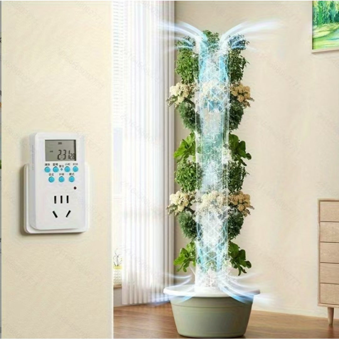 1pc 7 & 9 Layer Hydroponic Plant Tower - White Wooden Indoor Gardening System, Soilless Cultivation, No Electricity Needed, Space-Saving Vertical Planter for Herbs, Leafy Greens & Flowers