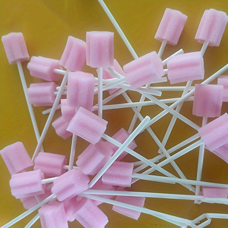 100pcs Disposable Oral Care Sponge Swabs - Effective Tooth Cleaning Mouth Swabs with Sturdy Plastic Stick for Gentle Plaque Removal and Fresh Breath