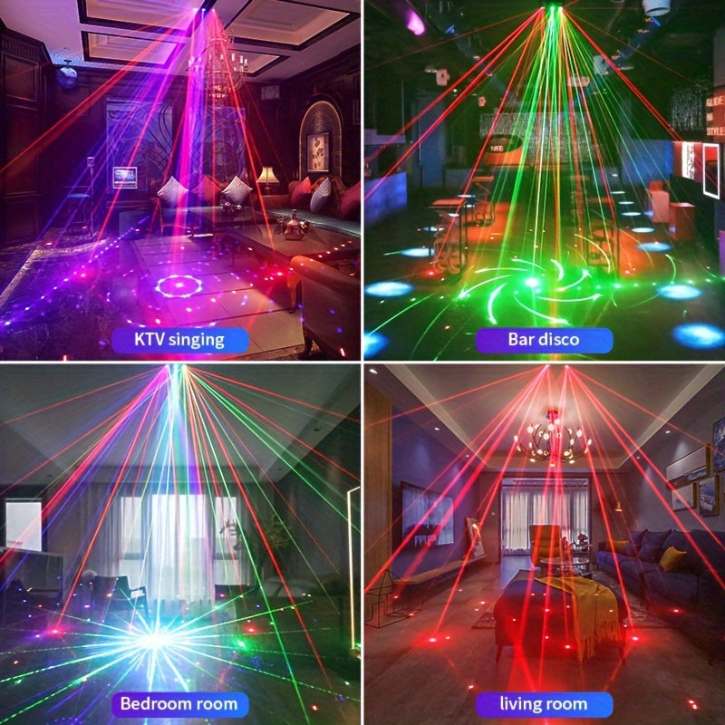 1pc 21 Lens Led Stage Lights Home Voice-activated Rotating KTV Color Light, Flash DJ Disco Lazer Light, LED Strobe Ballroom Bar Light, With Remote Control, For Birthday Party Ramadan St Pascha Easter Cinco De Mayo Mother's Da