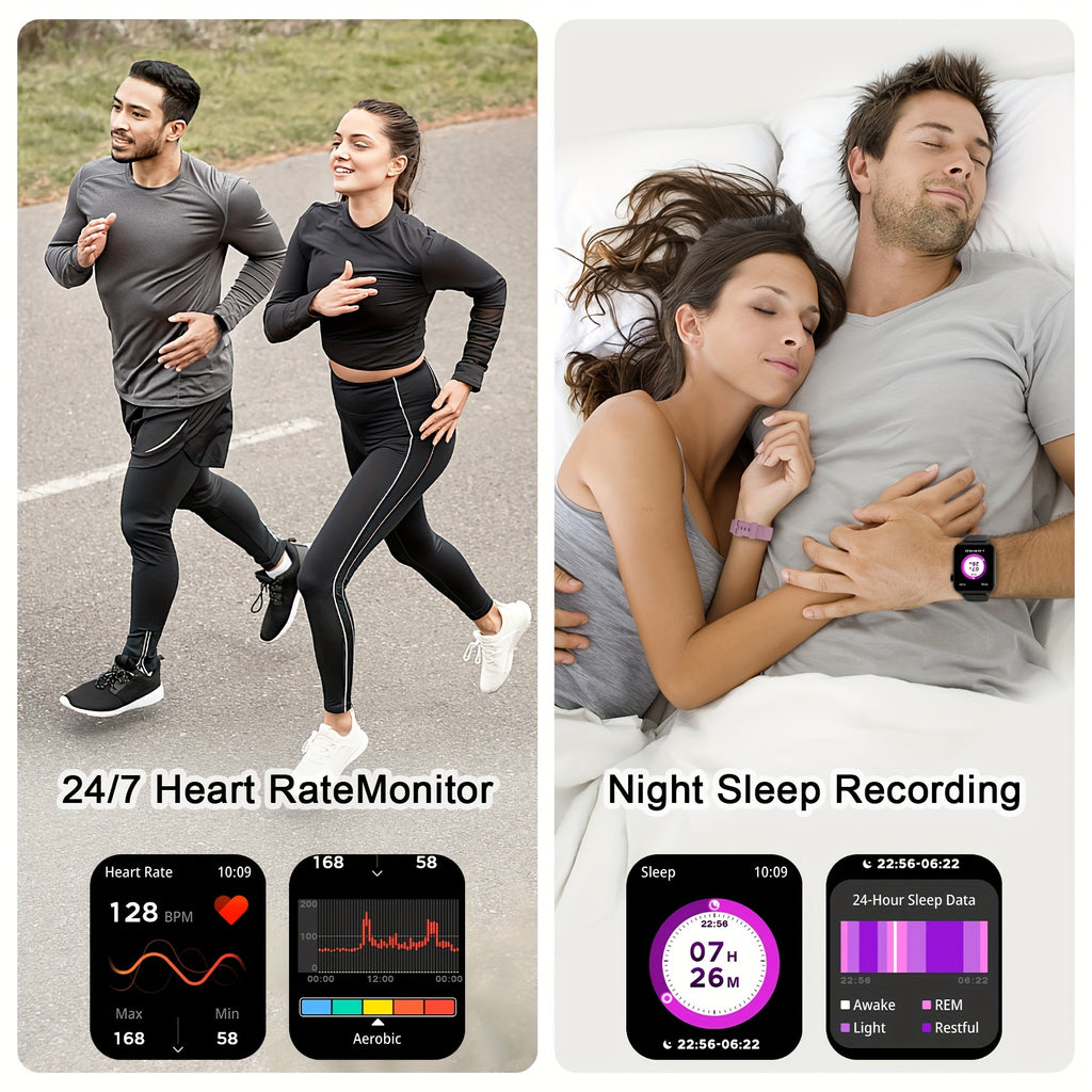 1.85" Vibrant Purple Smartwatch for Men and Women - 100+ Sports Modes Fitness Tracker, Pedometer, Music Control, Remote Control Photo, Waterproof Fitness Watch for Android iPhone [2024