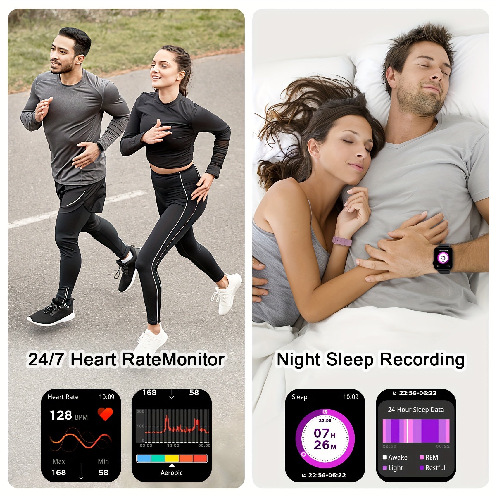 1.85" Vibrant Purple Smartwatch for Men and Women - 100+ Sports Modes Fitness Tracker, Pedometer, Music Control, Remote Control Photo, Waterproof Fitness Watch for Android iPhone [2024