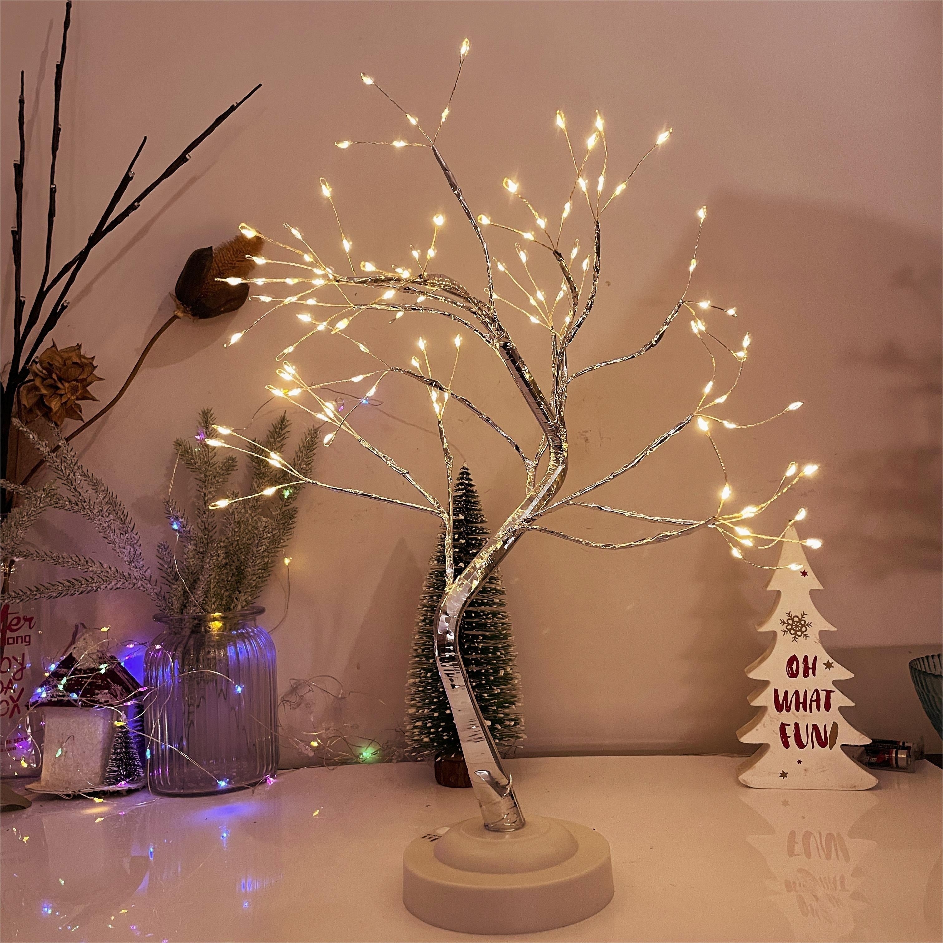 1pc 20-Inch LED Tree Light with 108 Color-Changing LEDs, Battery Powered, Timer Function, Remote Control, and Adjustable Arm for Party, Yard, Bar, Christmas, Halloween, Festival, and Eid Al-Adha Decorations