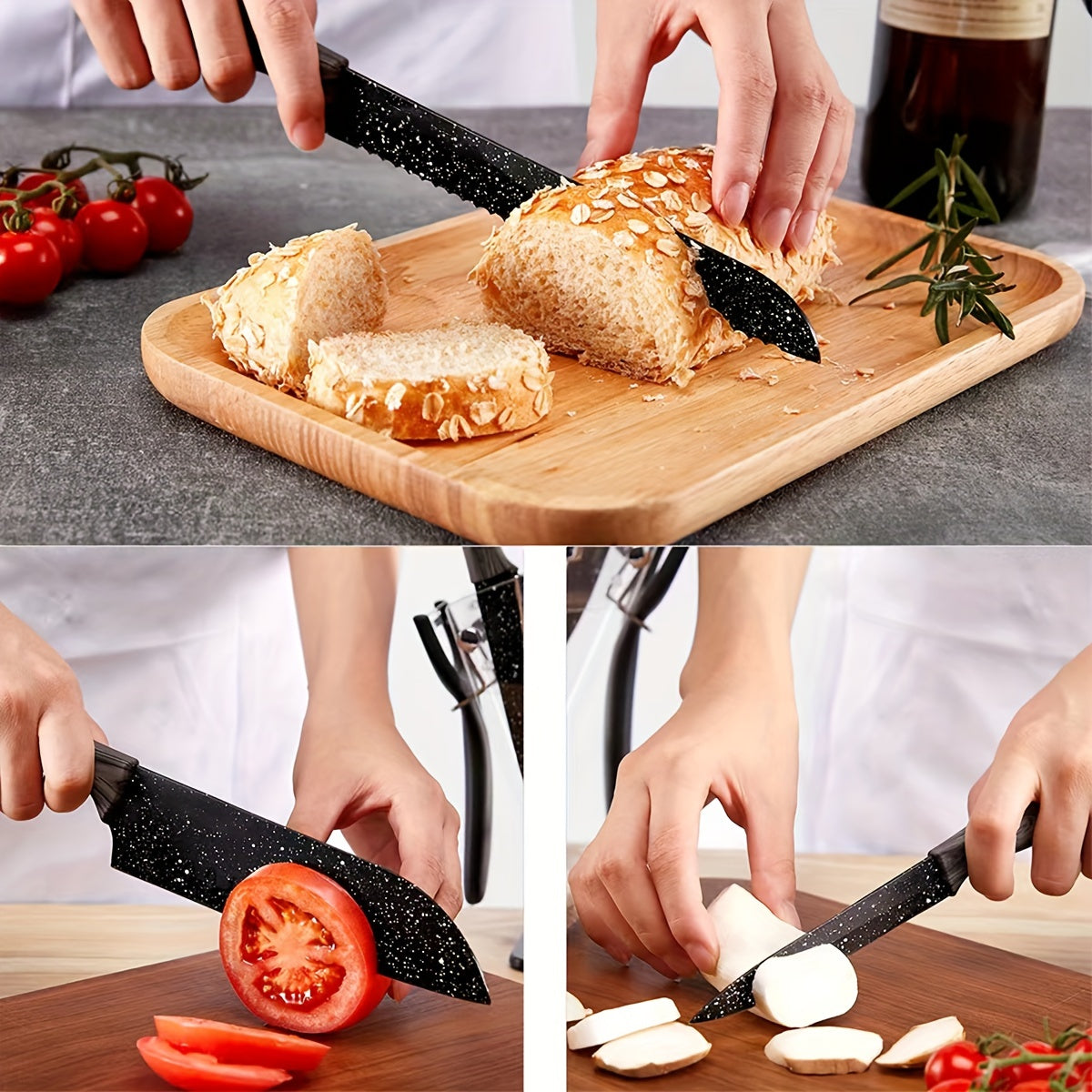19pcs High Carbon Stainless Steel Sharp includes Serrated Steak Knives Set, Kitchen Knife Set with Block Chef Knives, Bread Knife, Scissor, Sharpener, All in one