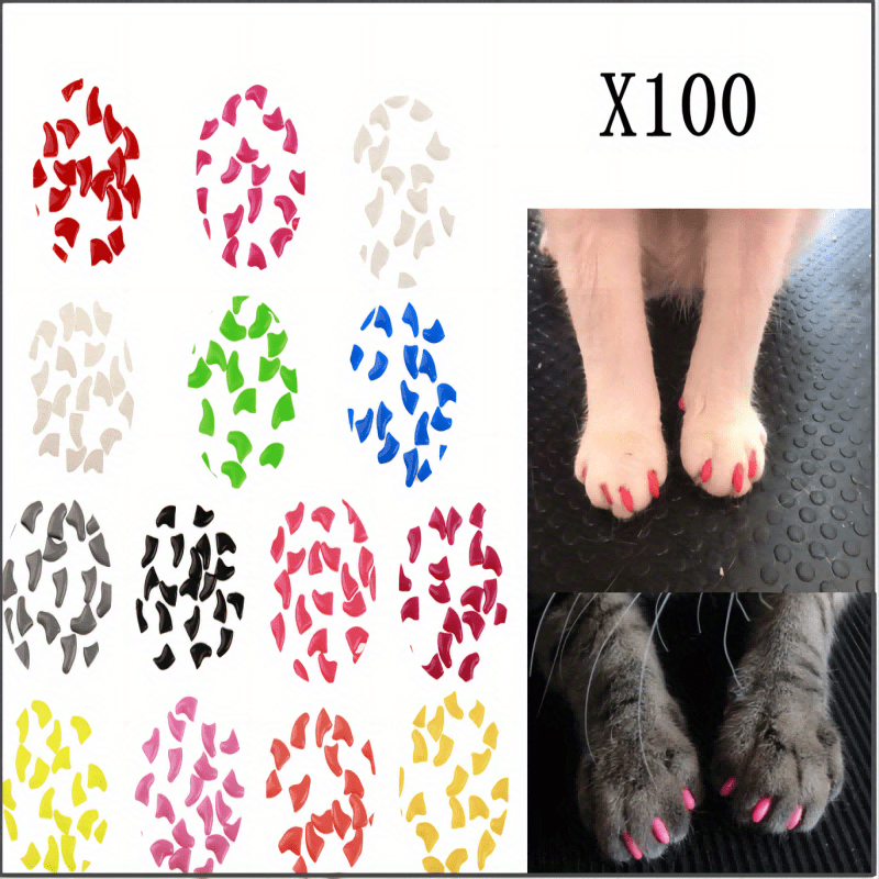 100-Pack Colorful Cat Nail Covers - Keep Your Cat's Paws Safe & Stylish!