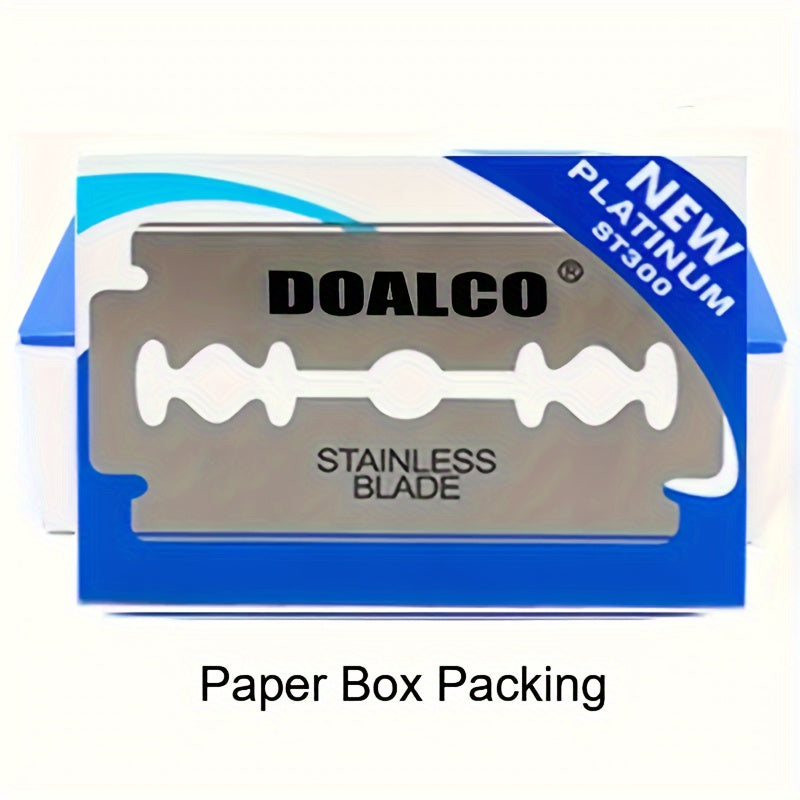 100pcs Premium Double-Edge Razor Blades - Smooth Shaving, Stainless Steel, Professional-Garde Barbers Choice
