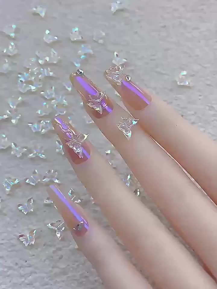 100pcs/set 3D Butterfly Nail Art Charms for Women and Girls - Manicure Decoration Accessories