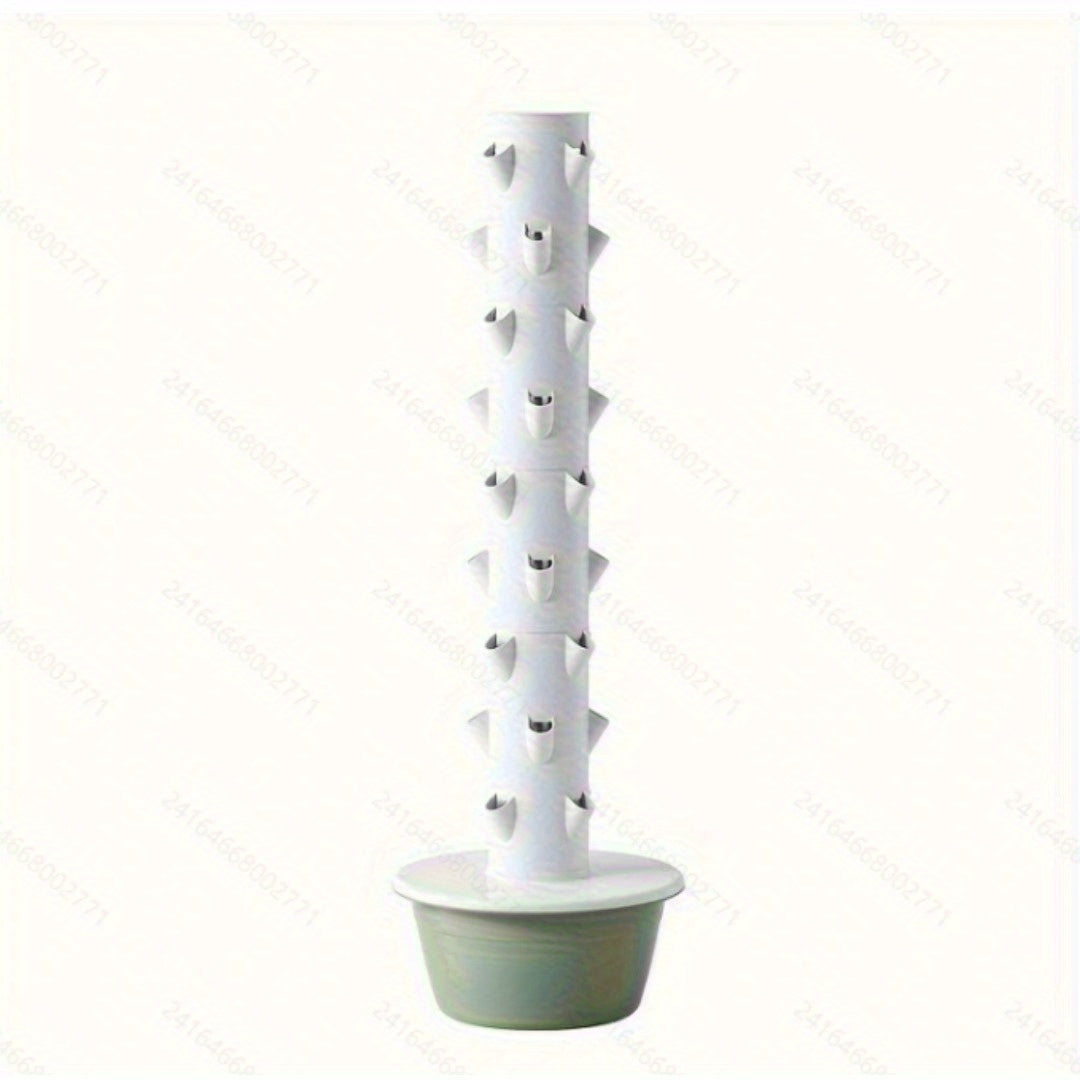 1pc 7 & 9 Layer Hydroponic Plant Tower - White Wooden Indoor Gardening System, Soilless Cultivation, No Electricity Needed, Space-Saving Vertical Planter for Herbs, Leafy Greens & Flowers