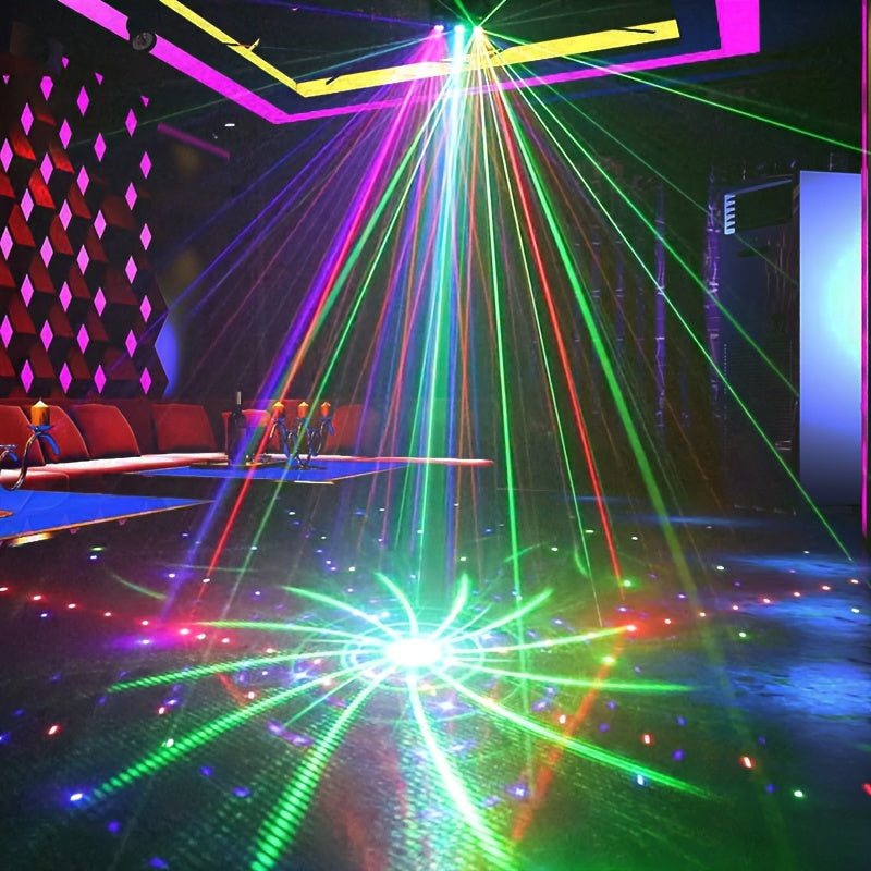 1pc 21 Lens Led Stage Lights Home Voice-activated Rotating KTV Color Light, Flash DJ Disco Lazer Light, LED Strobe Ballroom Bar Light, With Remote Control, For Birthday Party Ramadan St Pascha Easter Cinco De Mayo Mother's Da