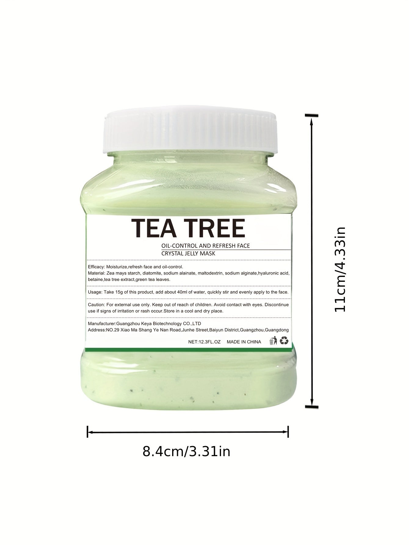 12.3Fl.Oz Tea Tree Gel Hydro Jelly Mask - Hydrating, Moisturizing, Peel-Off Face Mask for Facial Skin Care - Natural, Non-Irritating, Soothing, and Nourishing Mask Powder for Glowing Skin