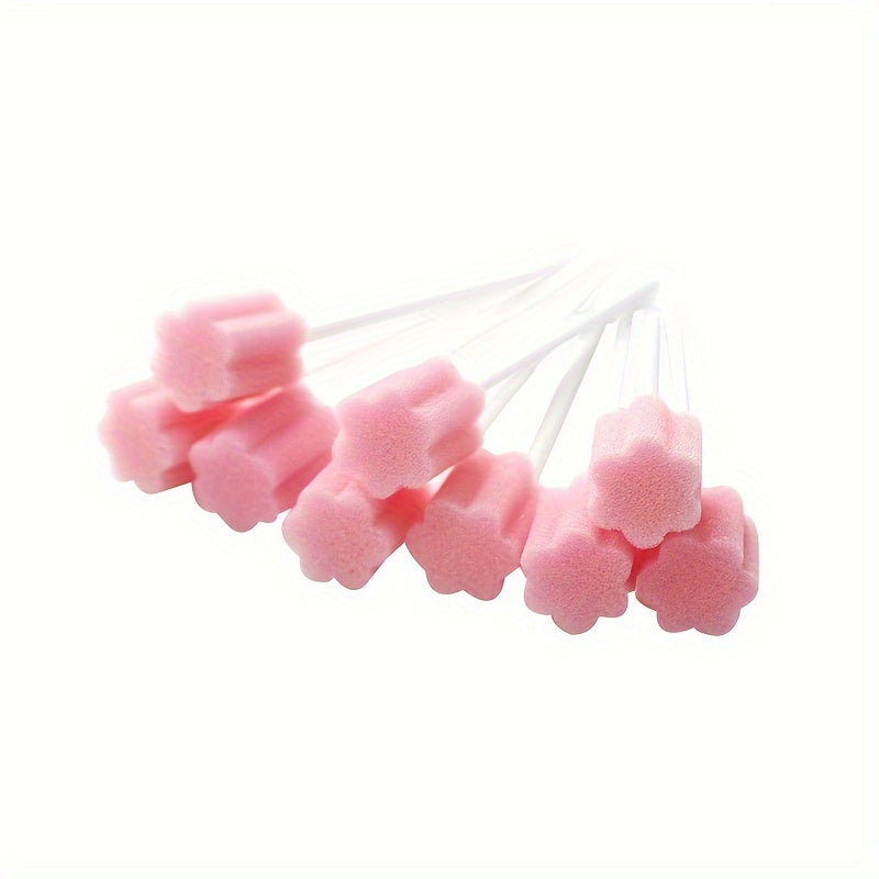 100pcs Disposable Oral Care Sponge Swabs - Effective Tooth Cleaning Mouth Swabs with Sturdy Plastic Stick for Gentle Plaque Removal and Fresh Breath