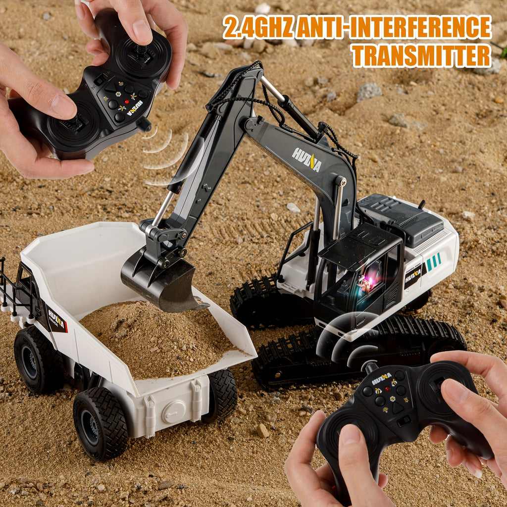 1:24 Nine Channels Remote Control Excavator And Remote Control Dump Truck, Remote Control Engineering Car For Boys, Gift Wrapping, Best Holiday Gift, Christmas And Halloween Gift