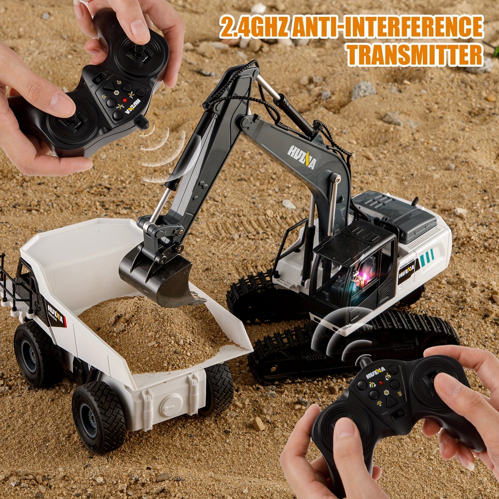 1:24 Nine Channels Remote Control Excavator And Remote Control Dump Truck, Remote Control Engineering Car For Boys, Gift Wrapping, Best Holiday Gift, Christmas And Halloween Gift