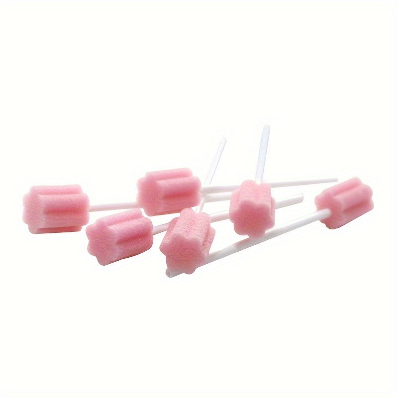 100pcs Disposable Oral Care Sponge Swabs - Effective Tooth Cleaning Mouth Swabs with Sturdy Plastic Stick for Gentle Plaque Removal and Fresh Breath