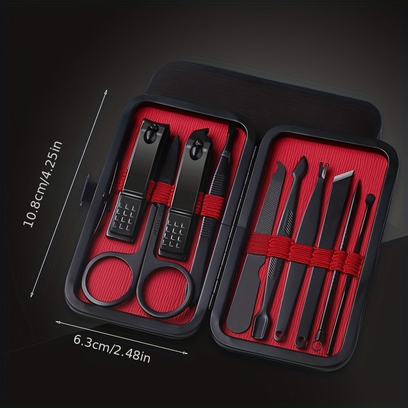 10pcs Black Nail Clippers Kit, Ultra Sharp Sturdy Fingernail Cutters, Professional Nail Clippers Pedicure Care Tools, Toenail Clipper Cutters For Men And Women Nail Trimmer