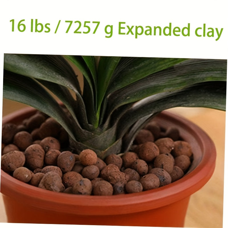 16 Lbs Premium Expanded Clay Aggregate - High Porosity, 5-10mm Hydroponic Grow Rocks for Soilless Cultivation, Orchids, Succulents, and Indoor Gardening
