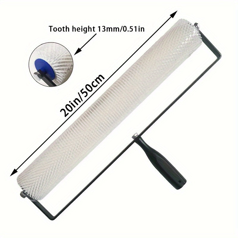 1pc 20inch Plastic Drum Brush, Epoxy Floor Construction Tool, Defoaming Needle Roller For Self-Leveling Cement, Deflation And Air Release With Tooth Height