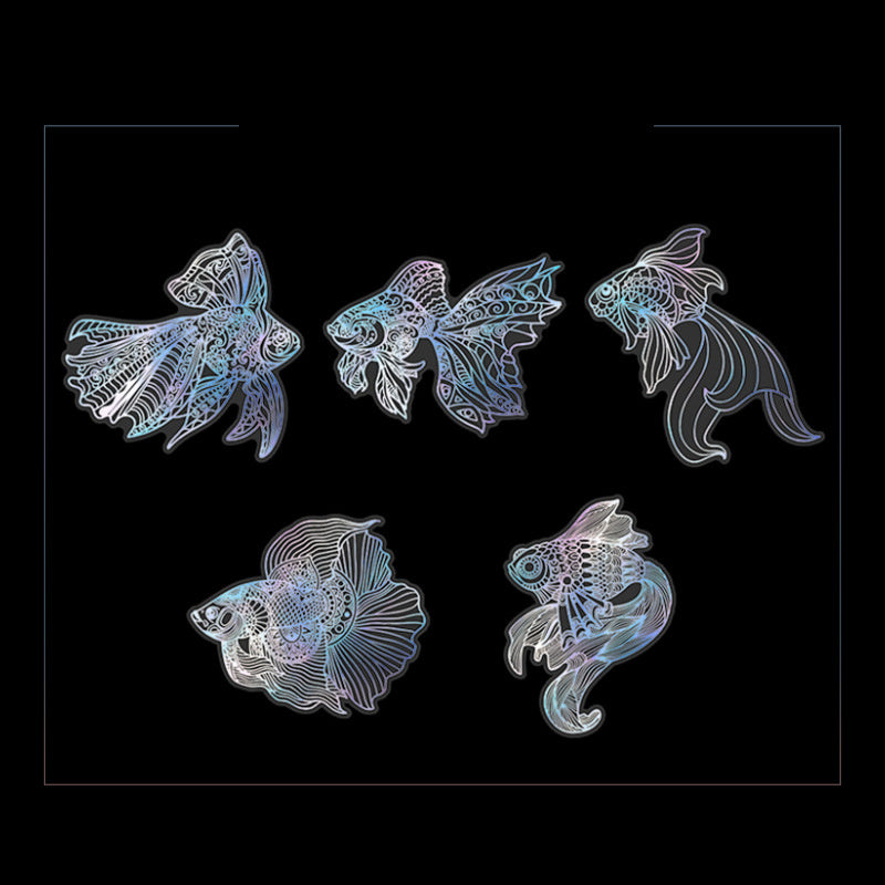 10pcs/pack Spiritual Wonderland Series Mandala Theme Three-dimensional Laser Silver PET Sticker Material Adhesive Sticker 165mm/6.50in*110mm/4.33in, DIY Materials