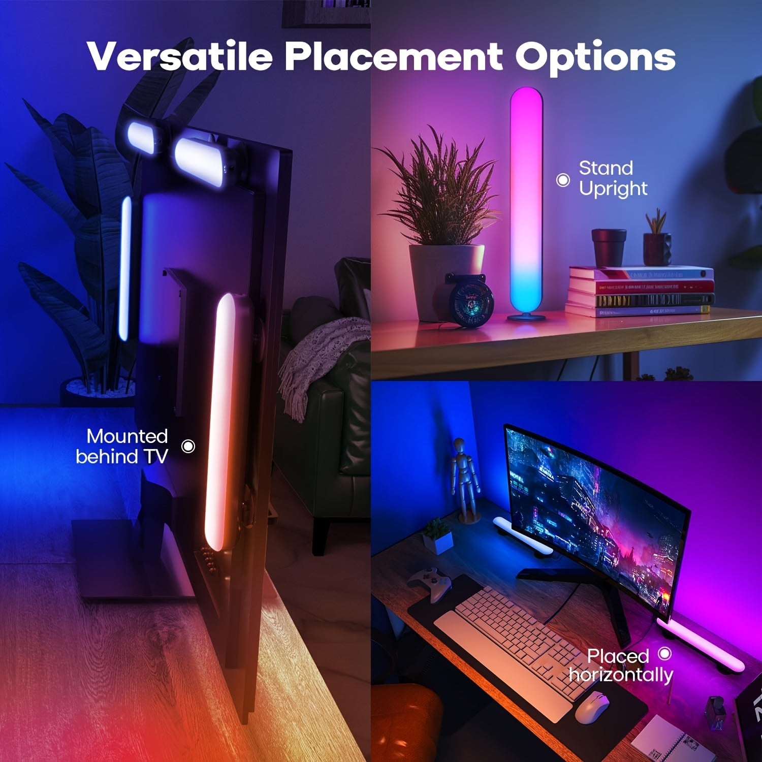 1/2-Pack LED Table Lamps with Remote Control, USB Powered RGB Night Light Bars, Geometric Patterned Plastic Shade, Traditional Style with Polished Metal Finish, Color Changing, Non-rechargeable Button Battery, Infrared Sensor