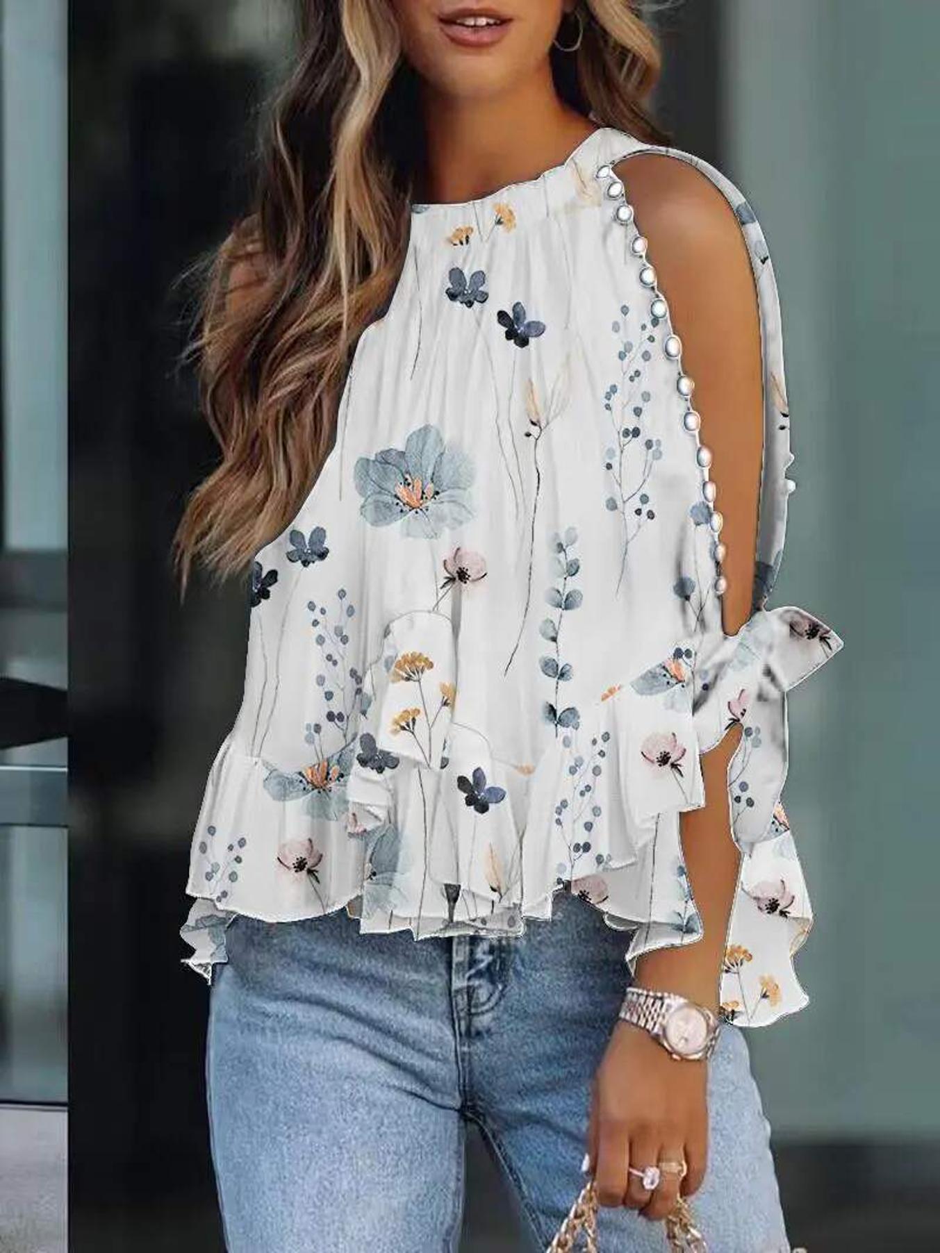 Pearl Accented Dress, Floral Ladies Outfit