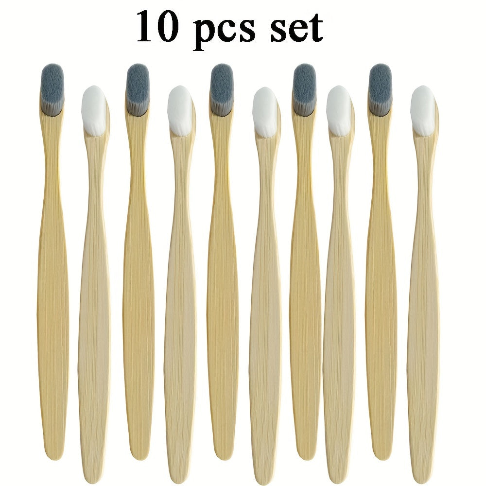 10 Pcs Bamboo Toothbrush Sets Natural Wooden Soft Fur Tooth Brush Eco-friendly Black White Toothbrushes Teeth Cleaning Tools