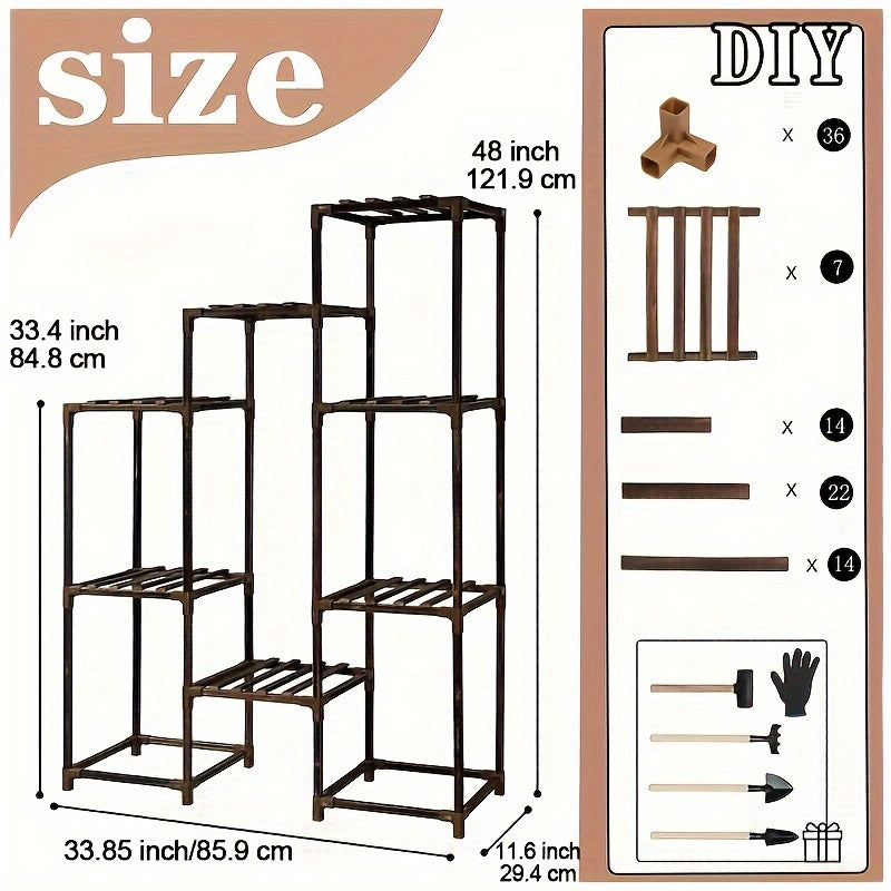 10-Tier Plant Stand with Grow Light, Indoor/Outdoor Wood Shelf for Corner, Patio, Garden, Living Room, Multiple Plant Display
