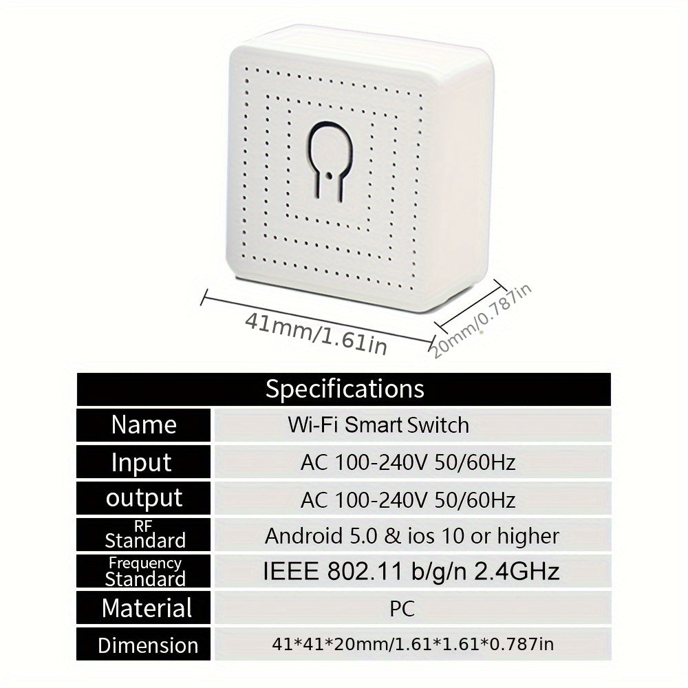 16A Wifi Smart Switch Mini - Compatible with Alexa and Google Home, Remote Control, Voice Control, DIY Mode, Delay Function, LAN Control - Ewelink Home Automation Timer Schedule, 2-Way Smart Circuit Breaker