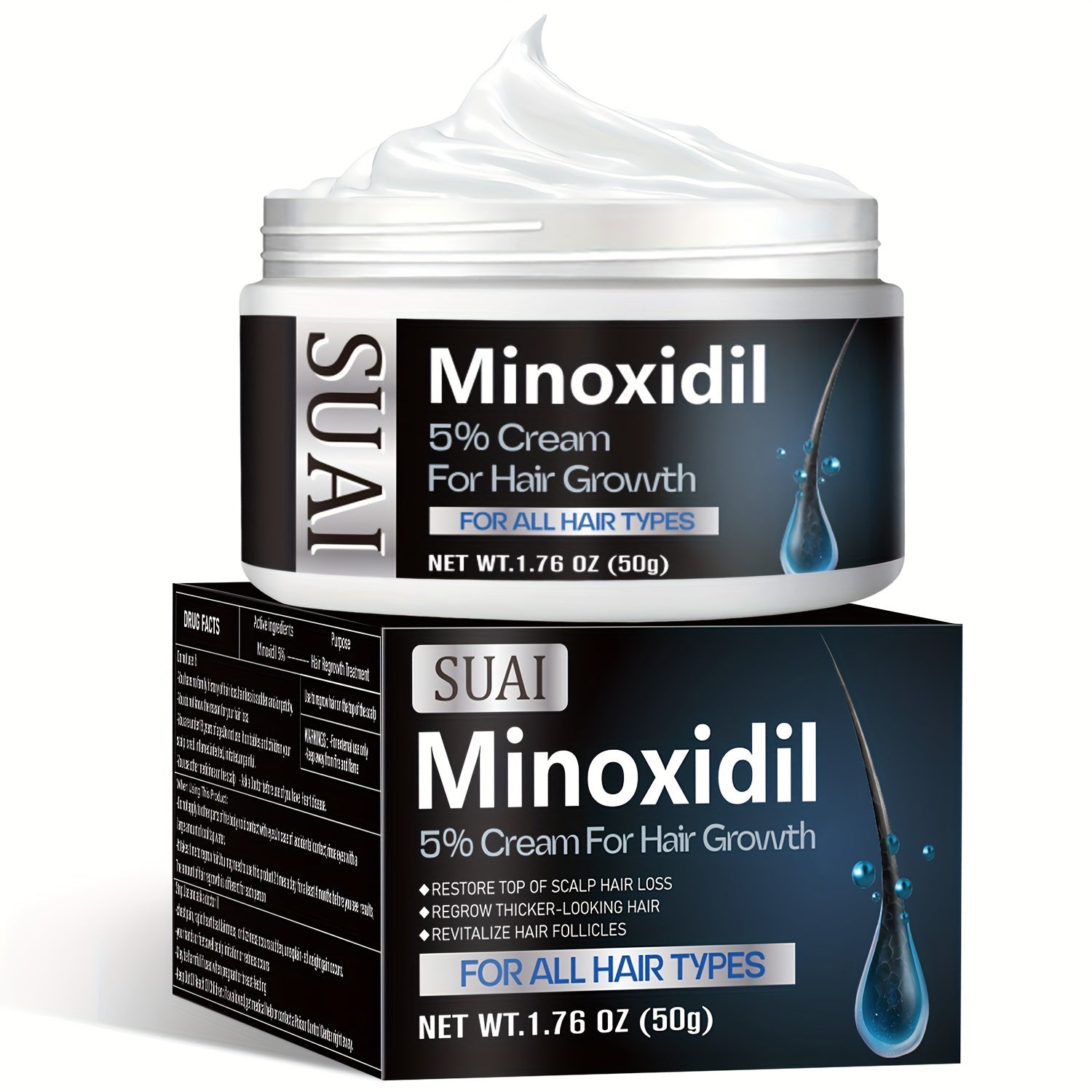 1.76oz 5% Minoxidil Cream, Men's And Women's And Hair Strengthening Herbal Essence Cream, Treatment, Natural, Make Hair Stronger And Thicker