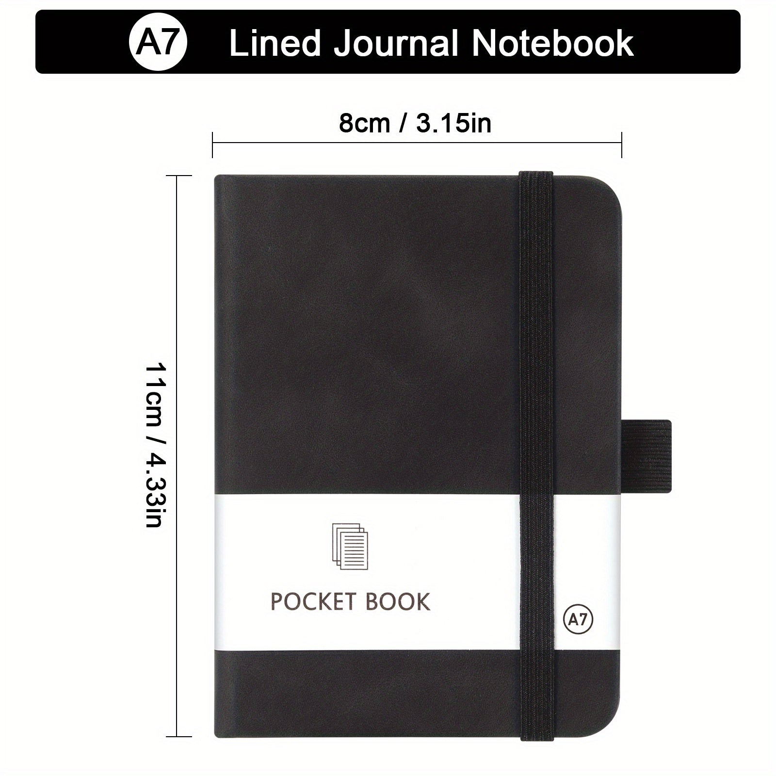100 Sheets/200 Pages A7 Mini Pocket Ruled Notebook with Pen Holder, Compact Size 3.15×4.33inch for On-The-Go Writing