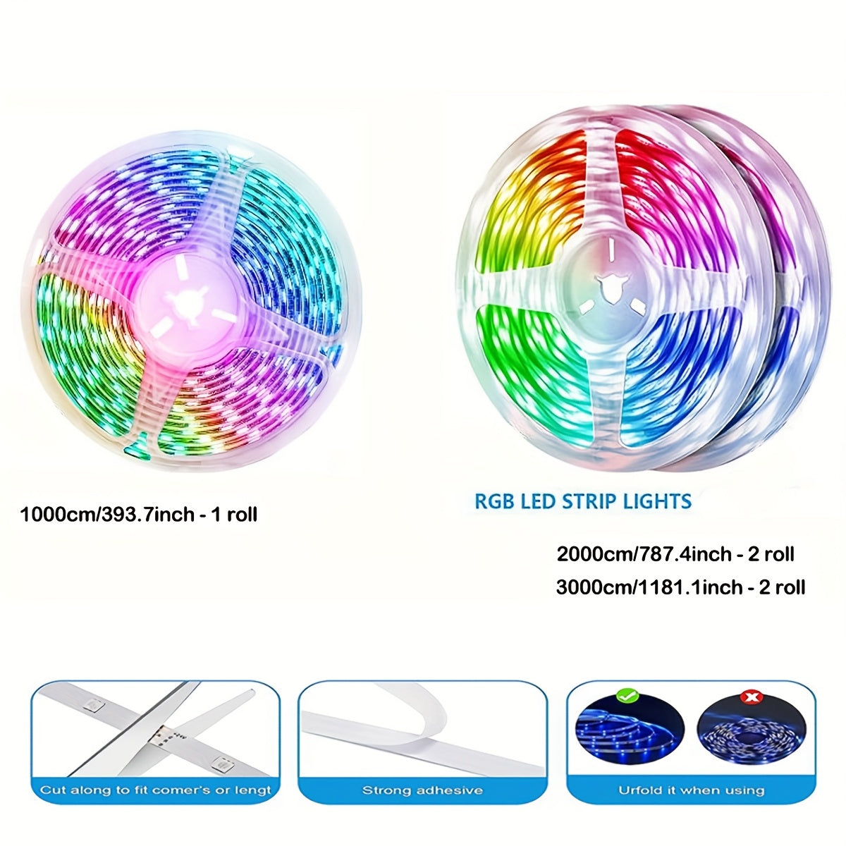 16.4 Million Colors RGB LED Strip Lights with Music Sync, App & Remote Control – Vibrant Color Changing Lights for Bedroom, Kitchen, Parties & Christmas Decor (393.7/787.4/1181.1inch), LFON